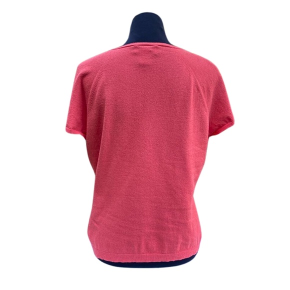 Talbots Womens Size PL Coral Cap Sleeve Sweater V-Neck Knit Top All Season Wear - Picture 2 of 6